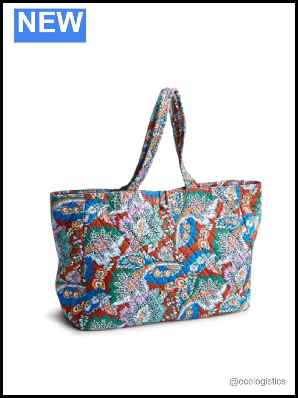 Quilted Cotton Tote Bag with Pockets Machine Washable, One Size